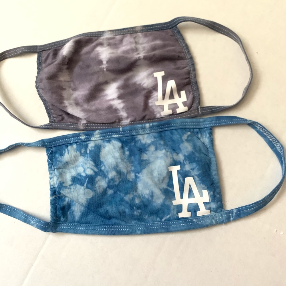 NEW 2 pack Los Angeles dodgers tie dye face masks